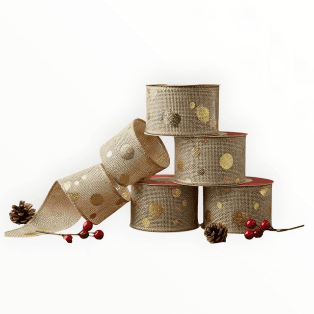 Set de 3 Rollos de Listón Estampado Navideño