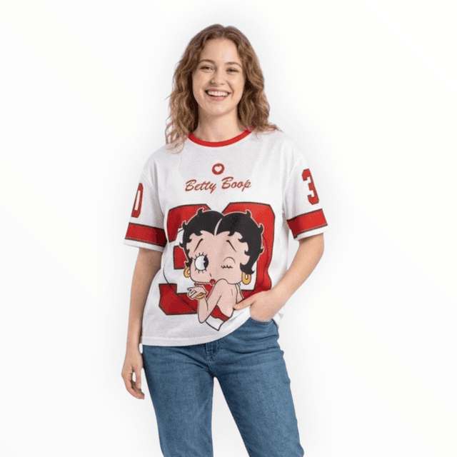 Jersey Betty Boop Oversize Dama Unitalla Tela Malibu Semiperforada